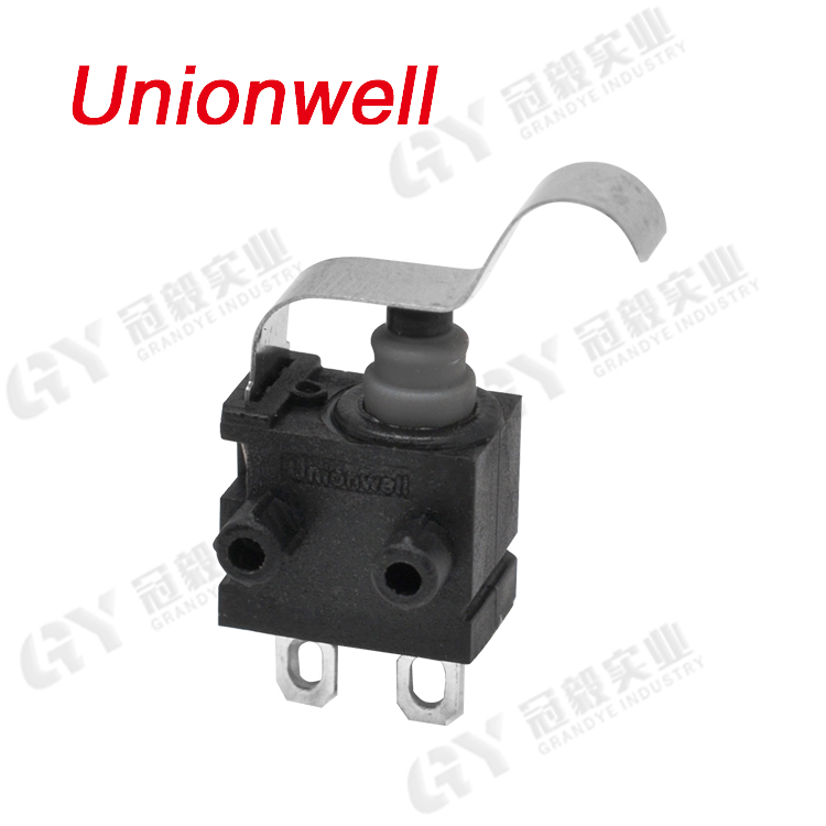 Unionwell防水小型微動(dòng)開(kāi)關(guān)生產(chǎn)廠(chǎng)家G304汽車(chē)門(mén)鎖配件微動(dòng)開(kāi)關(guān)2腳